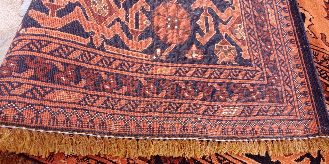 Rustic Grandeur: 6' x 9' Hand-Knotted Oriental Afghan Khan Muhammadi Wool Carpet