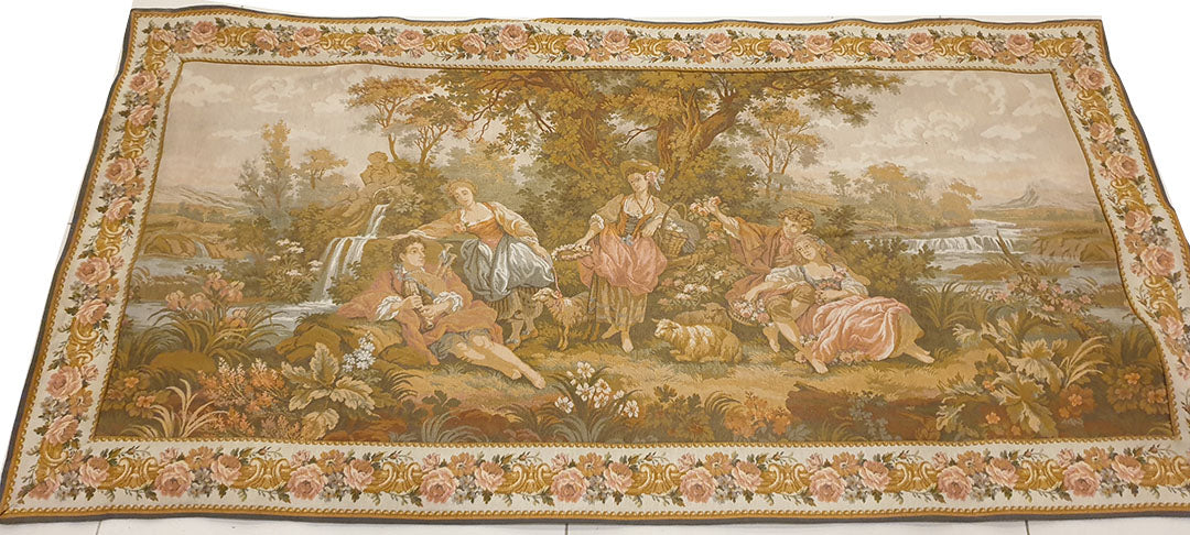 Exquisite French Pastoral Tapestry by JP Paris - Panneaux Gobelins Style