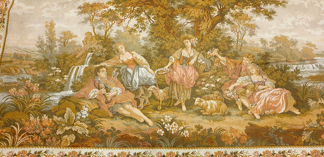 Exquisite French Pastoral Tapestry by JP Paris - Panneaux Gobelins Style