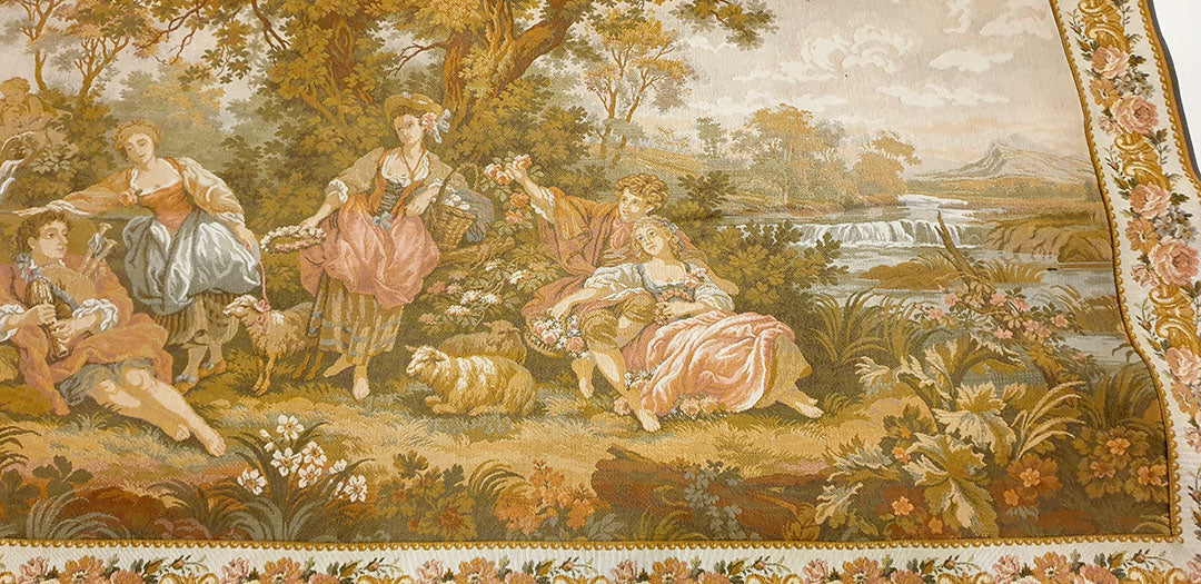 Exquisite French Pastoral Tapestry by JP Paris - Panneaux Gobelins Style