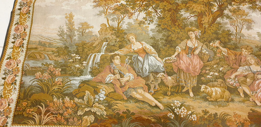 Exquisite French Pastoral Tapestry by JP Paris - Panneaux Gobelins Style