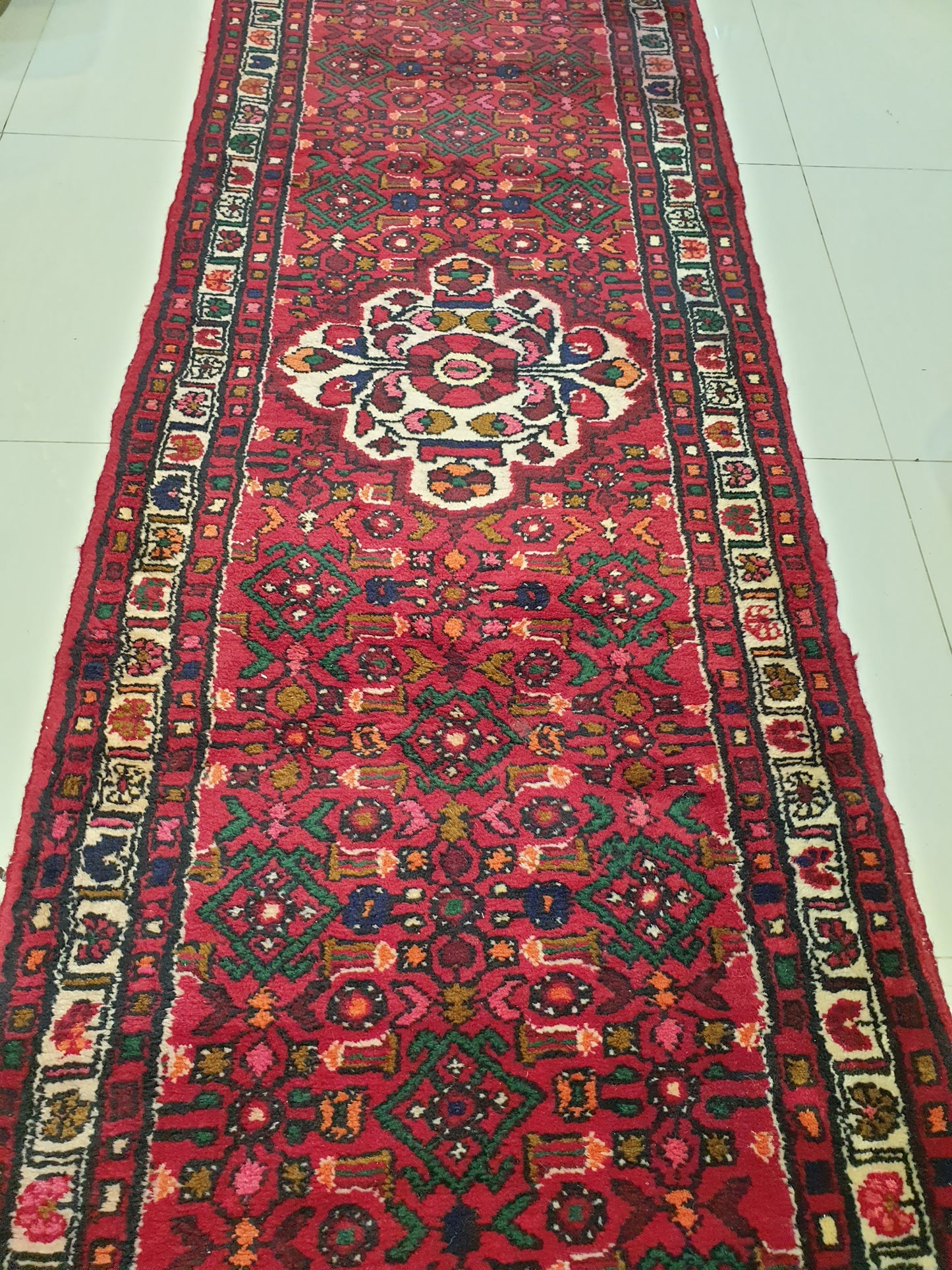 Hand-Knotted Antique Persian Heriz Style Runner - 12.2 x 2.10 Feet
