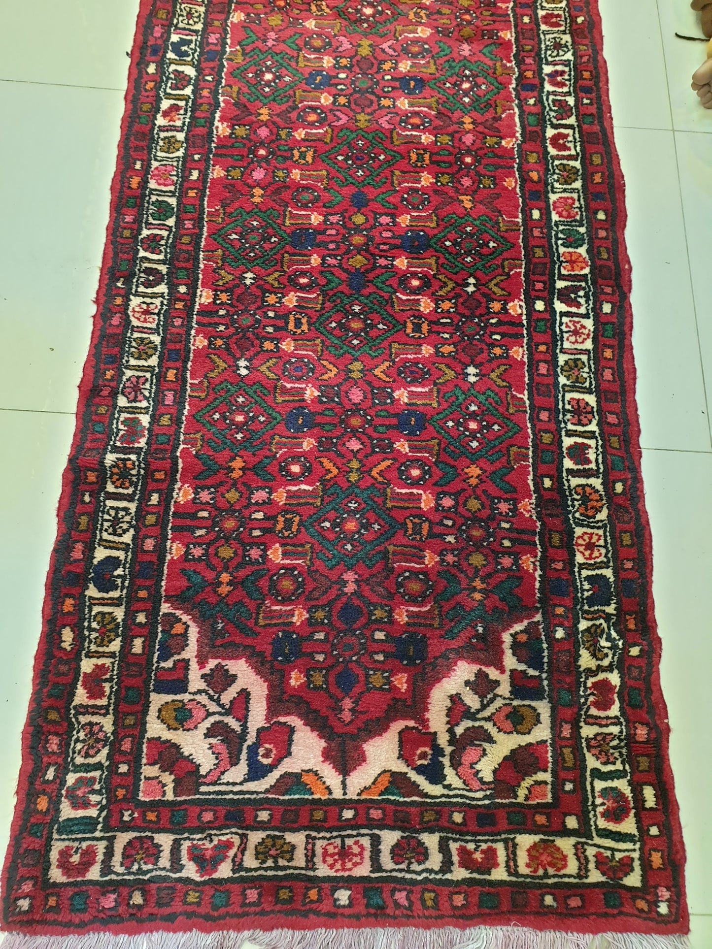 Hand-Knotted Antique Persian Heriz Style Runner - 12.2 x 2.10 Feet