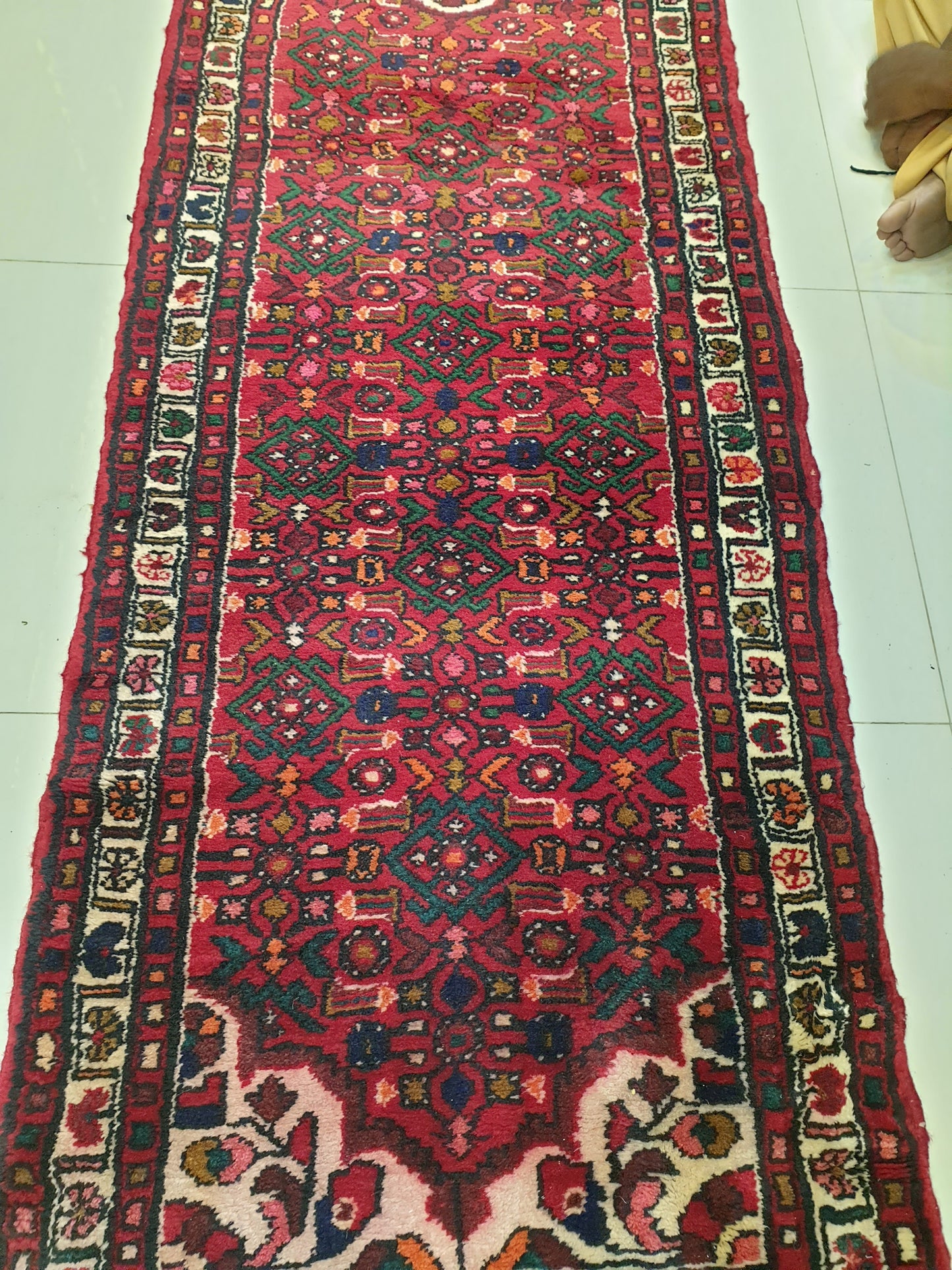 Hand-Knotted Antique Persian Heriz Style Runner - 12.2 x 2.10 Feet