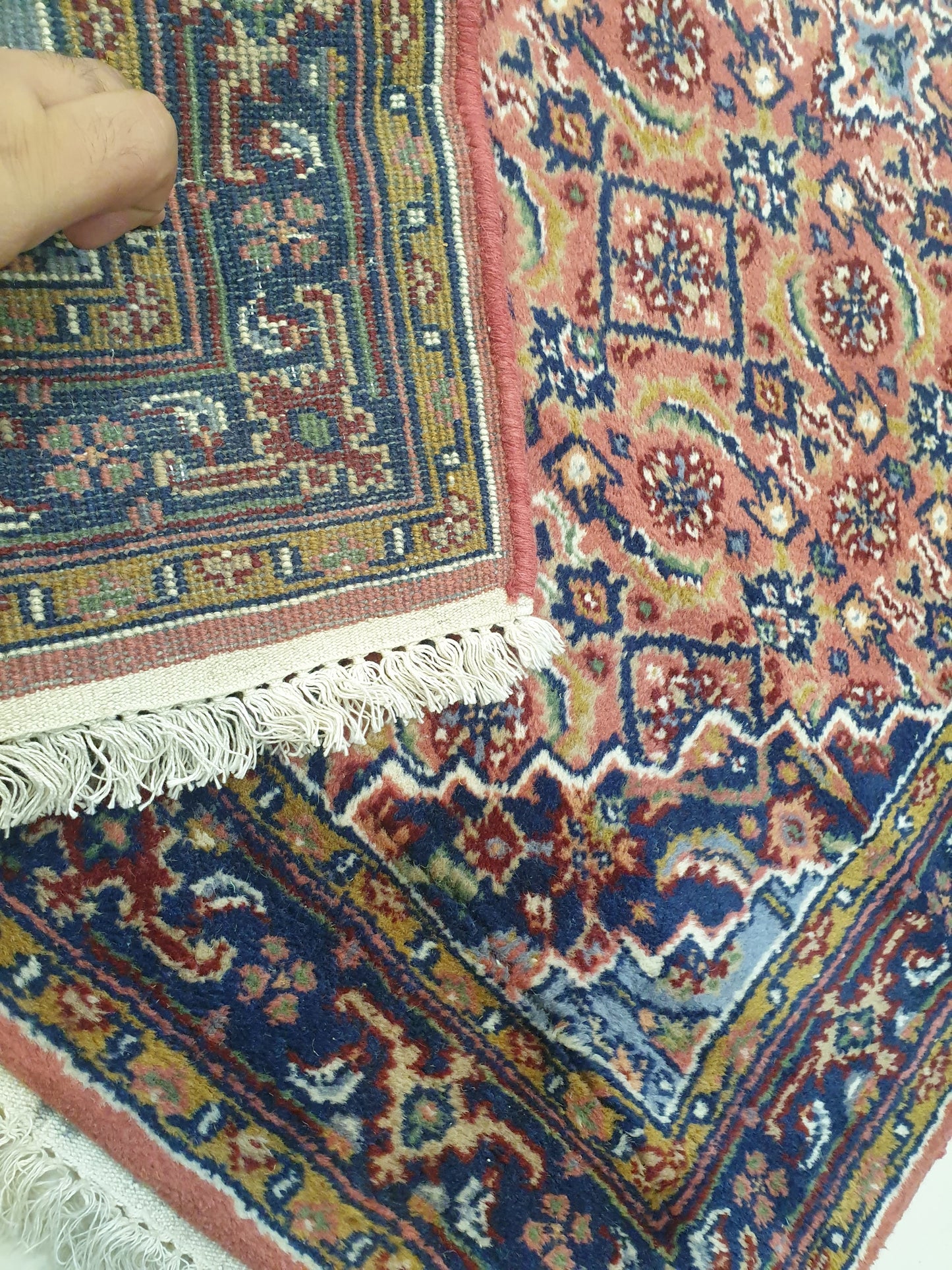 Elegant Hand-Knotted Indo-Persian Runner with Kashan Design - 9 x 2.6 Feet