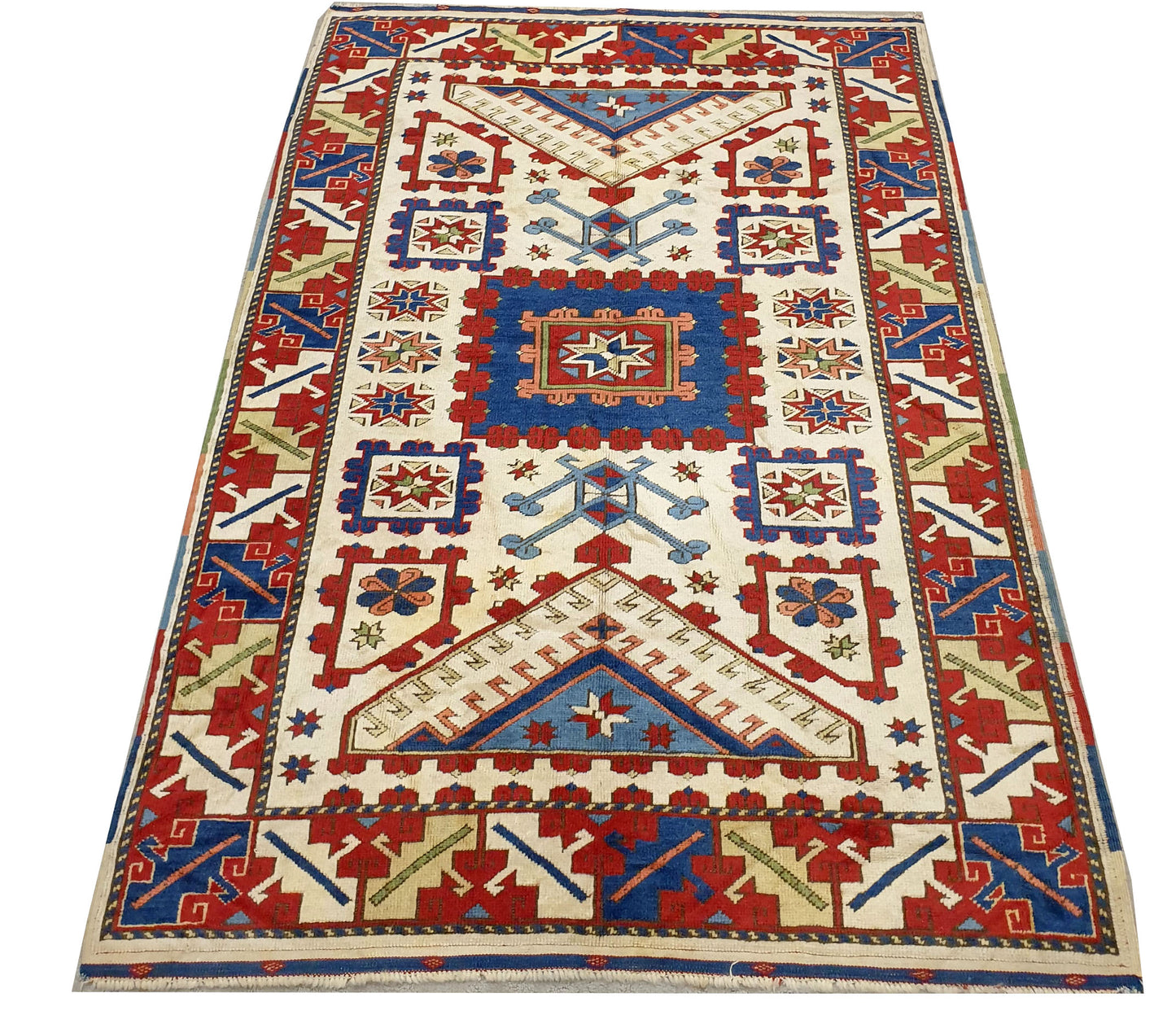 A Vibrant Tribal Turkish Kazak Masterpiece (5'10" x 4')