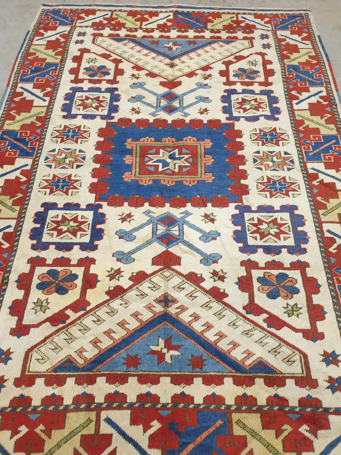 A Vibrant Tribal Turkish Kazak Masterpiece (5'10" x 4')