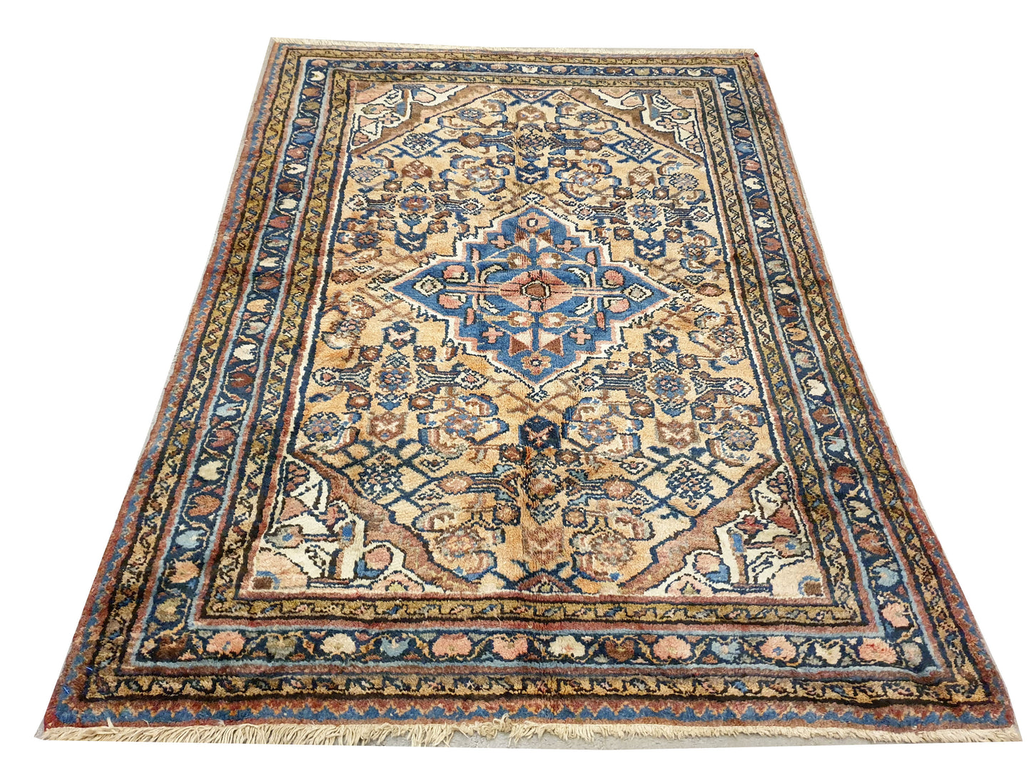 Vintage Hand-Knotted Heriz Style Oriental Rug - 3 x 5 Feet