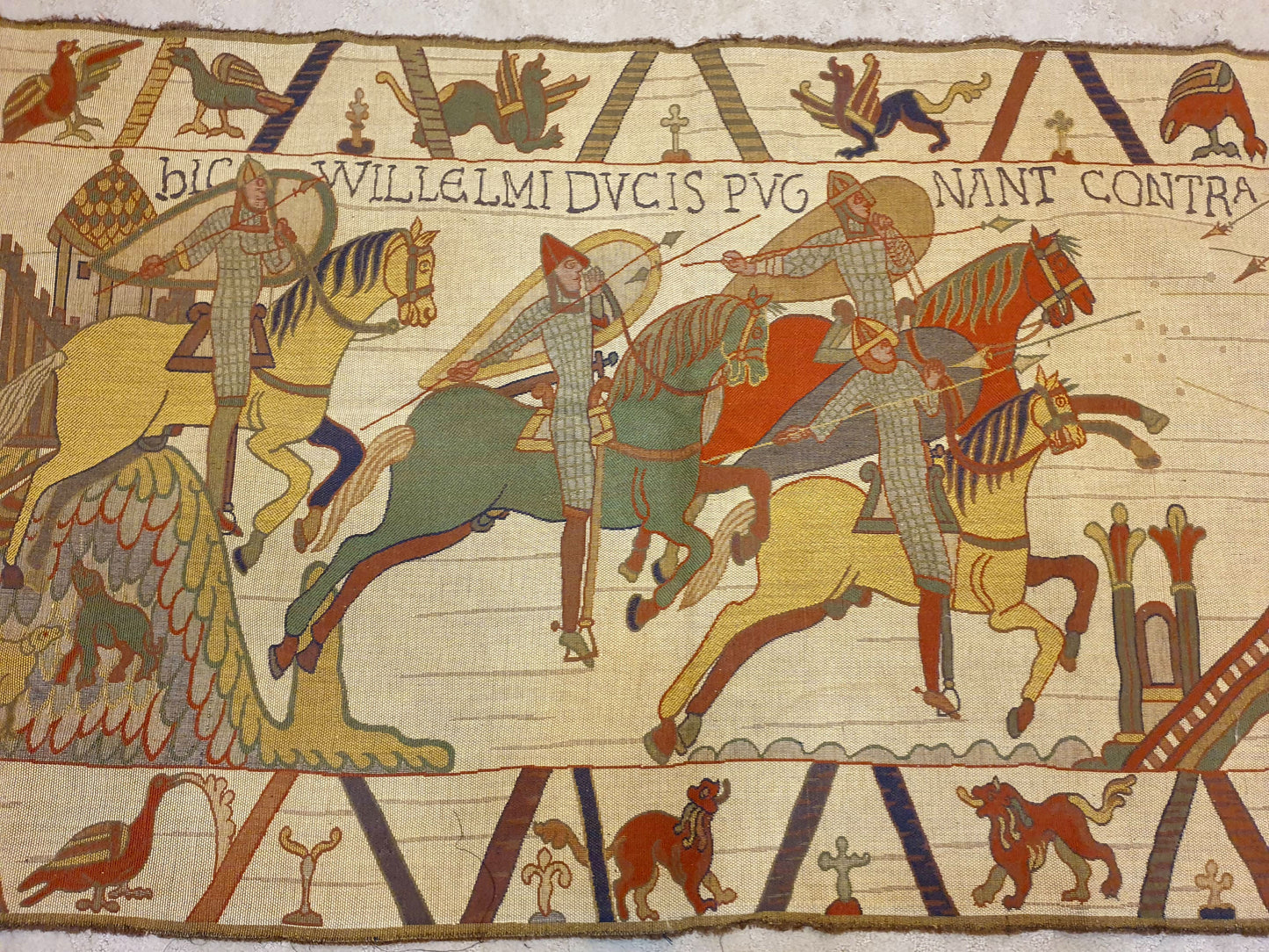 Historic Bayeux Tapestry Style French Wall Hanging - 3.5 x 2.5 ft