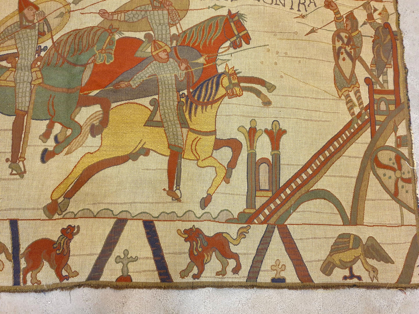 Historic Bayeux Tapestry Style French Wall Hanging - 3.5 x 2.5 ft