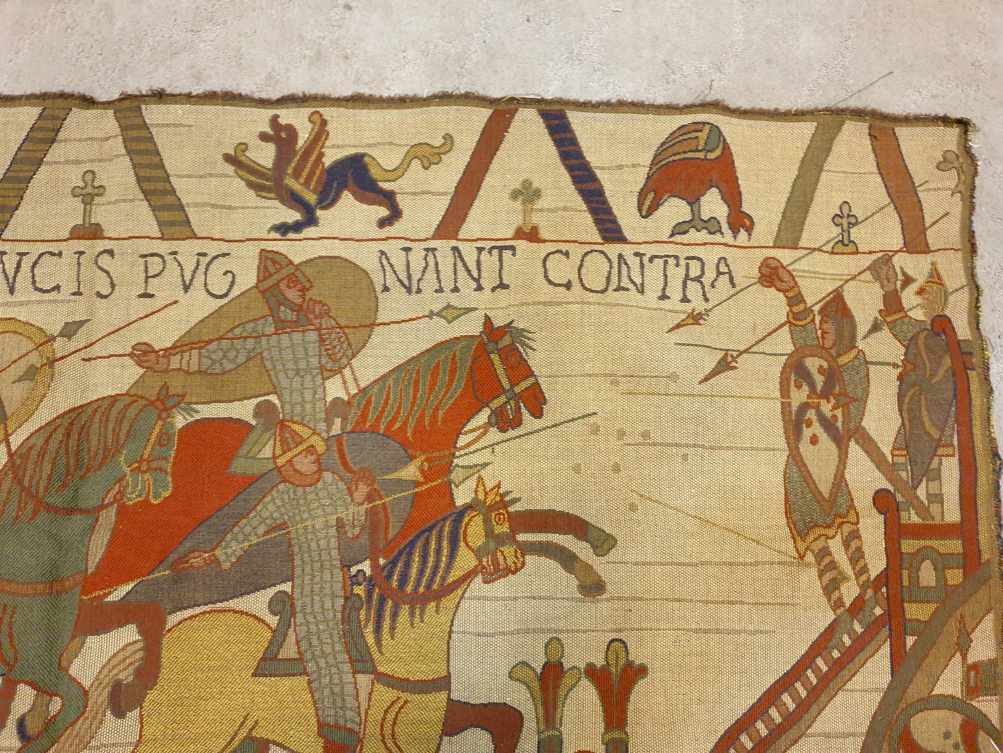 Historic Bayeux Tapestry Style French Wall Hanging - 3.5 x 2.5 ft