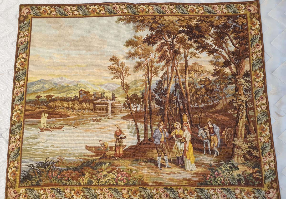 Elegant Aubusson-Style French Landscape Tapestry - 44" x 35"