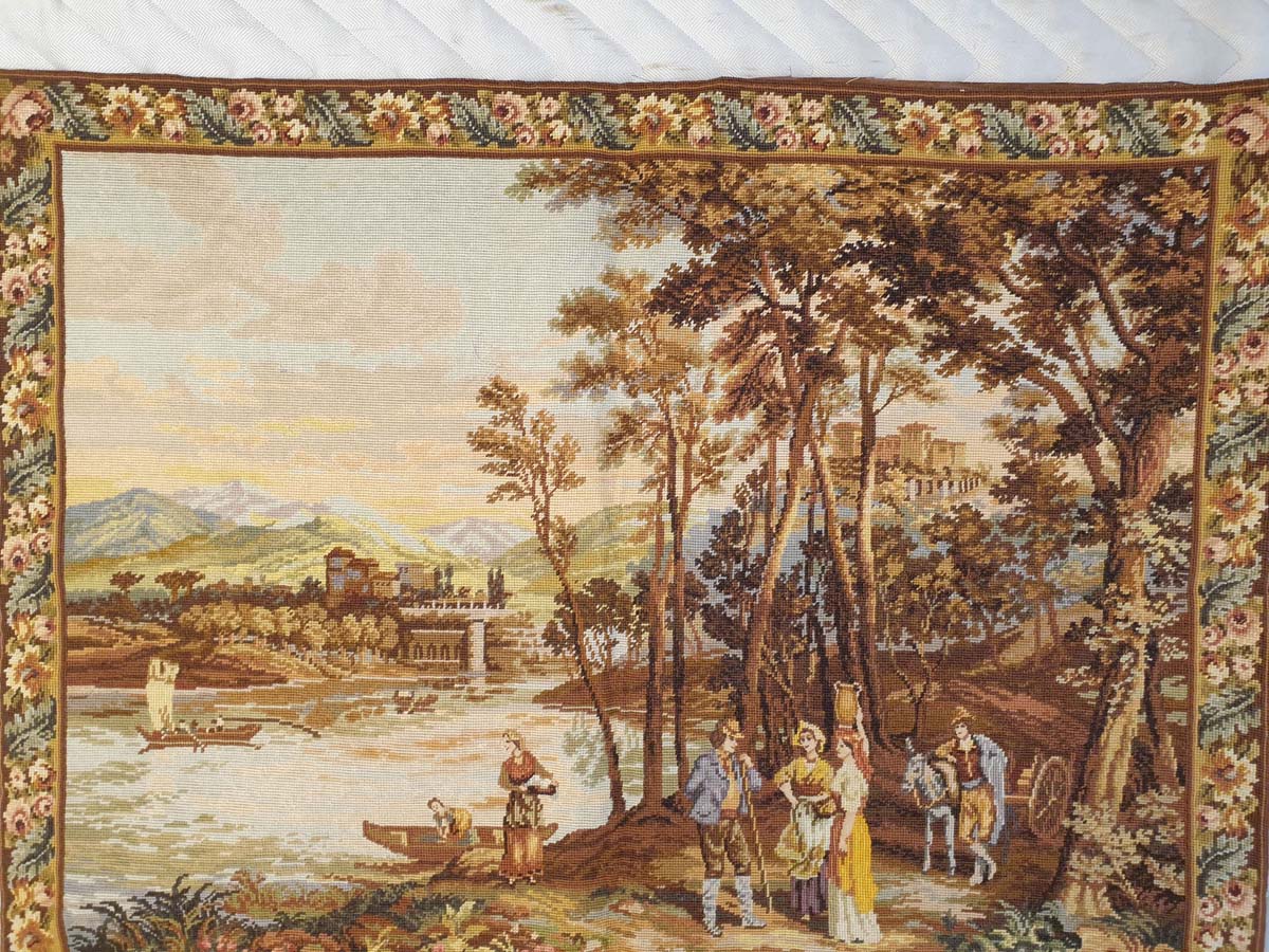 Elegant Aubusson-Style French Landscape Tapestry - 44" x 35"