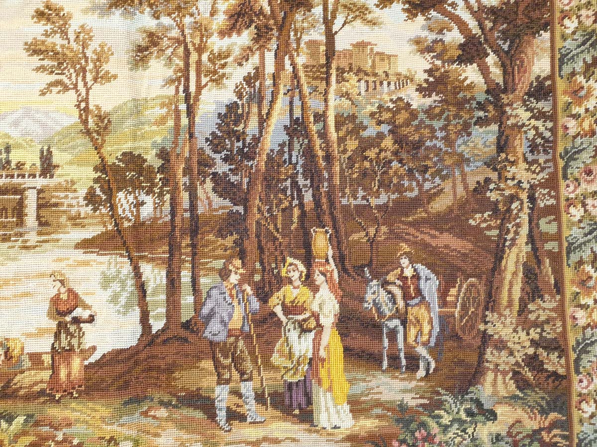Elegant Aubusson-Style French Landscape Tapestry - 44" x 35"