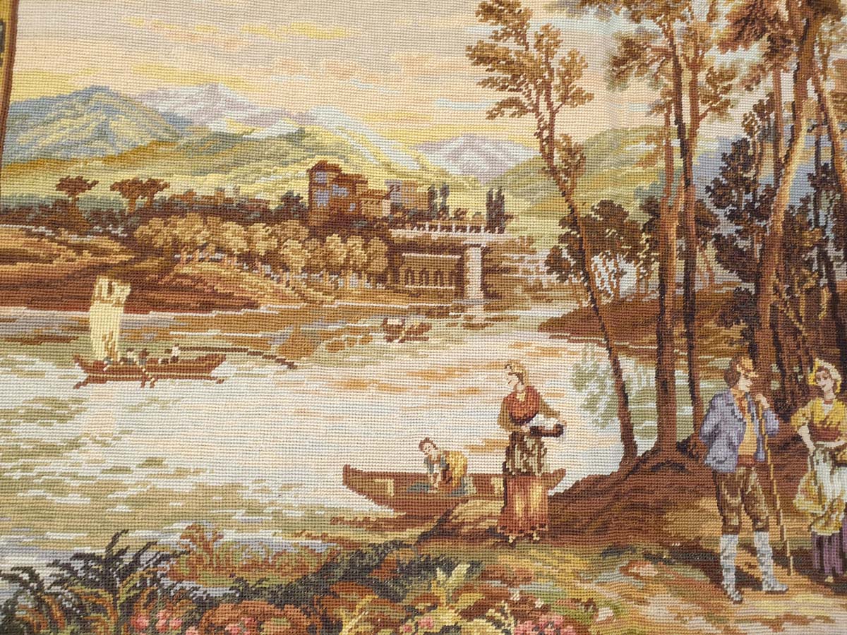 Elegant Aubusson-Style French Landscape Tapestry - 44" x 35"