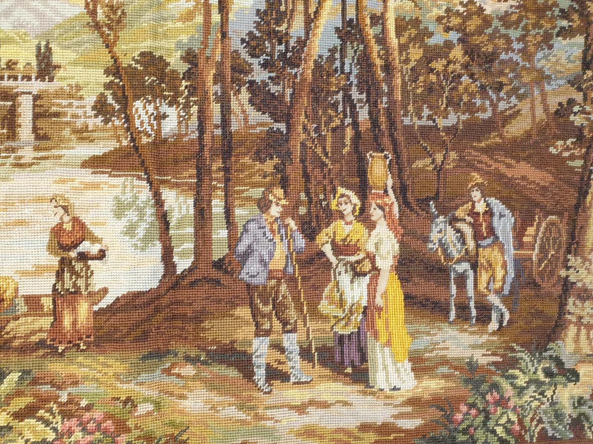 Elegant Aubusson-Style French Landscape Tapestry - 44" x 35"