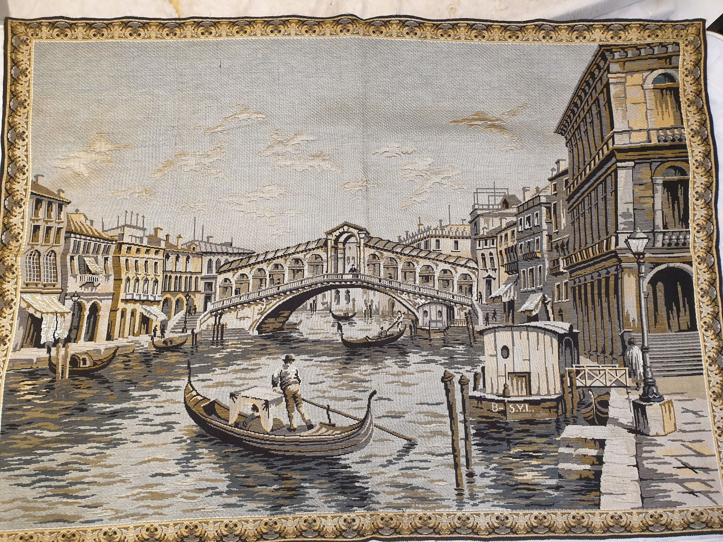 Grand Venetian Canal Tapestry - Rialto Bridge Scene - 65" x 48"