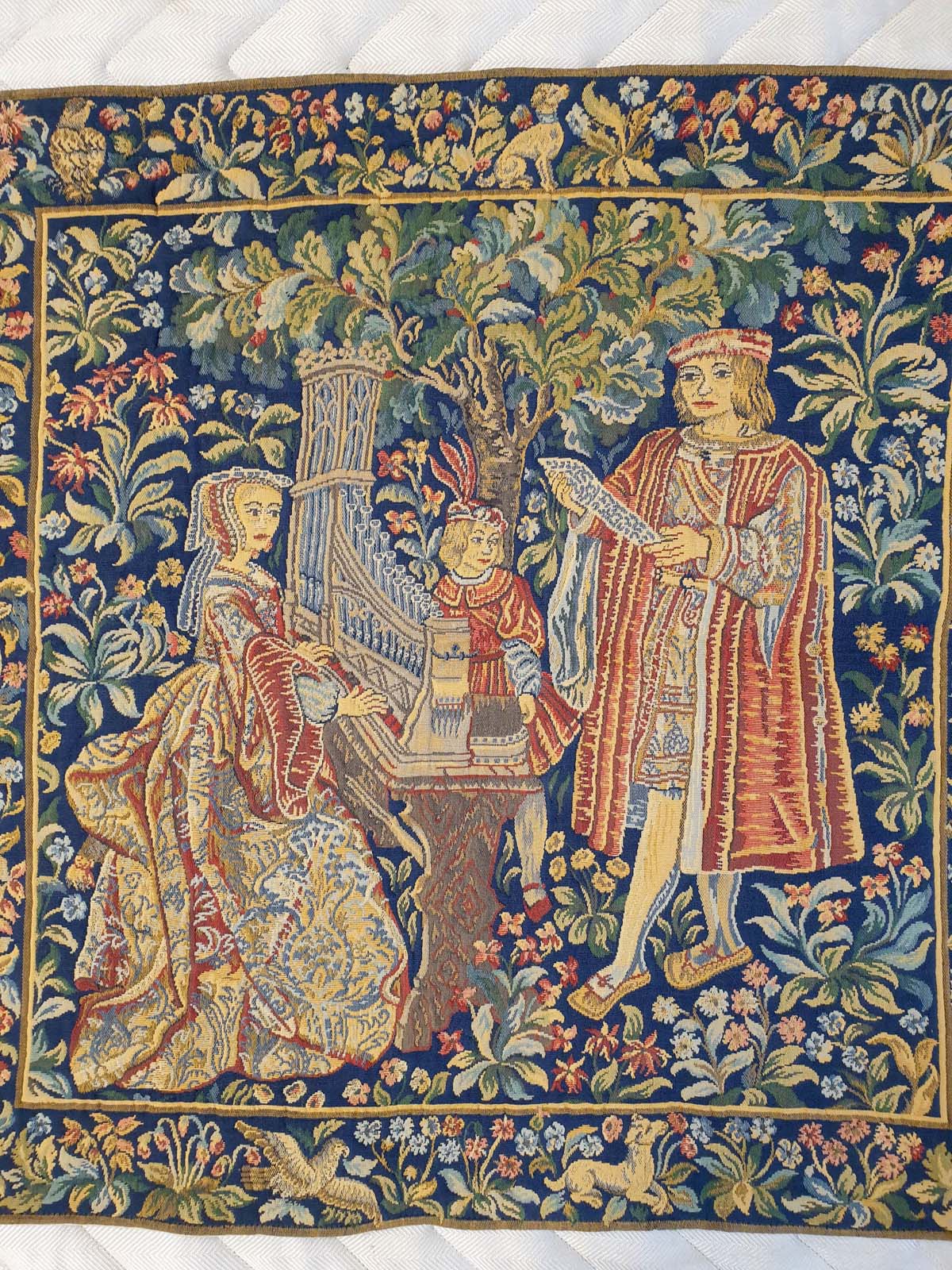 Exquisite Medieval/Renaissance Style Garden Tapestry - 23" x 23"