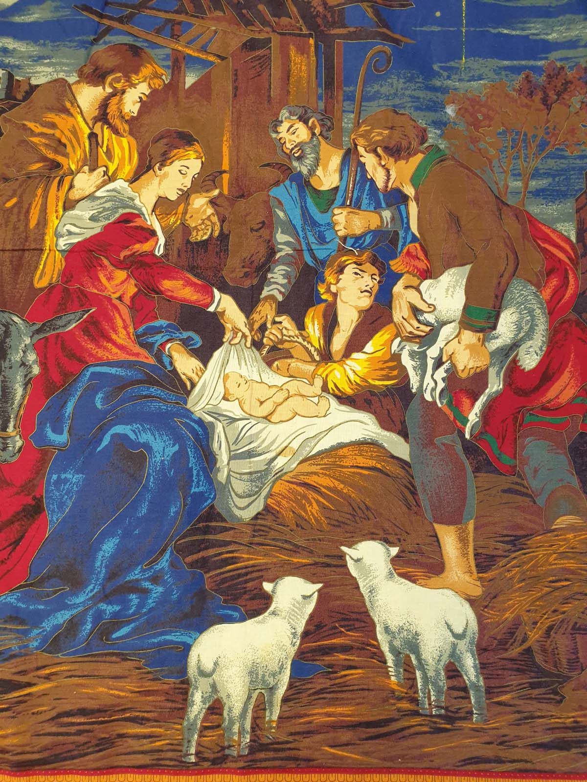 Rare Double-Sided Nativity Tapestry: A Timeless Wall Hanging (43" x 34")