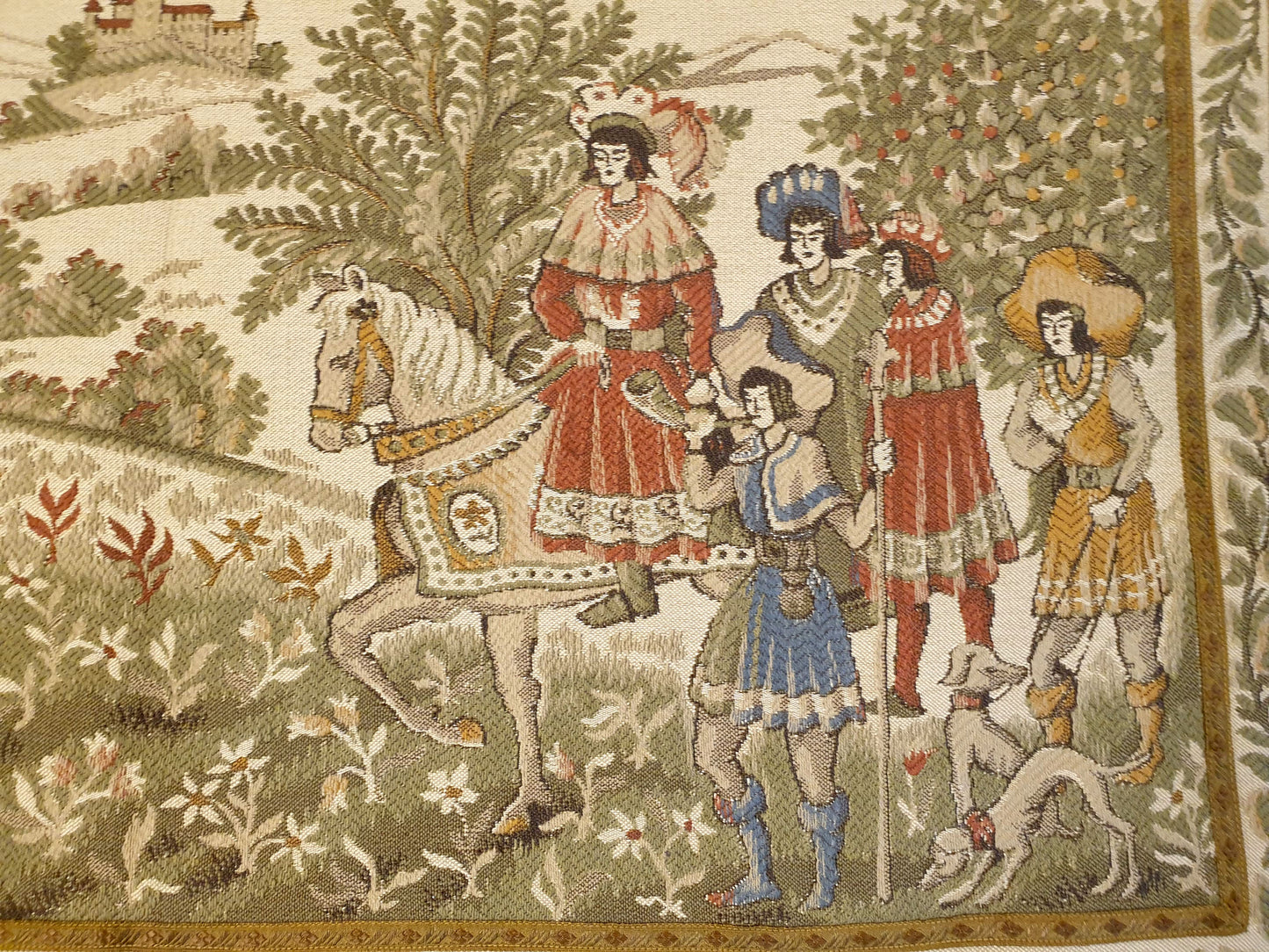 Exquisite French Medieval-Style Tapestry - 46 x 25 Inches