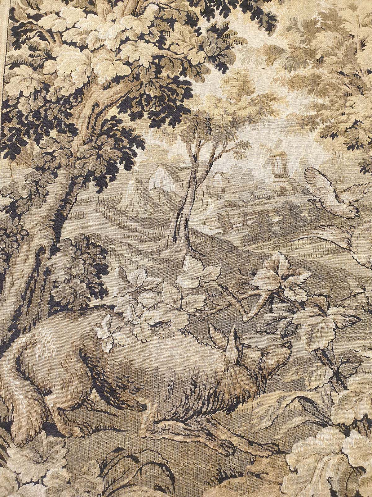 Grand French Verdure Tapestry: A Serene Woodland Scene 65" x 48"