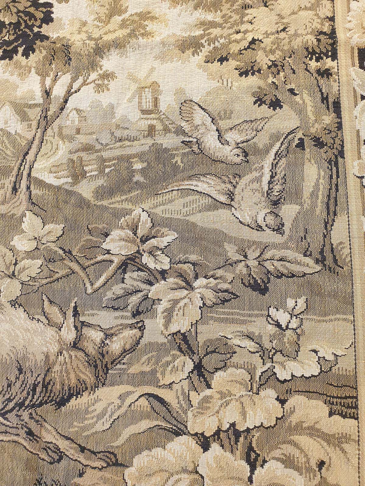 Grand French Verdure Tapestry: A Serene Woodland Scene 65" x 48"