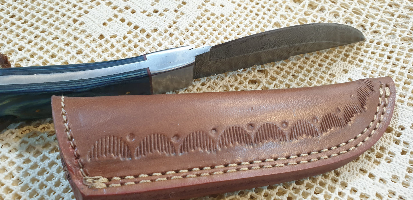 Striking Handmade Damascus Knife with Stabilized Wood Handle - Exceptional Beauty & Razor Sharp