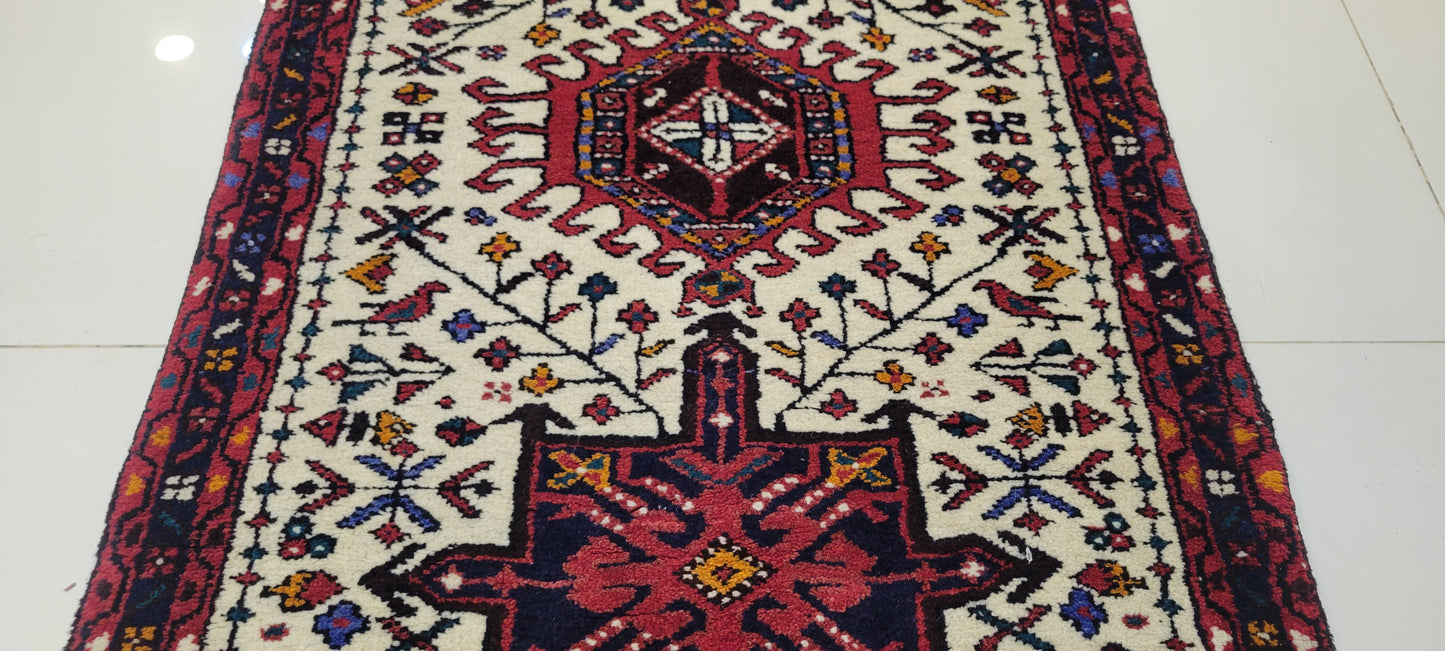 Authentic Antique Persian Qashqai Style Runner - 13.8 x 2.3 Feet