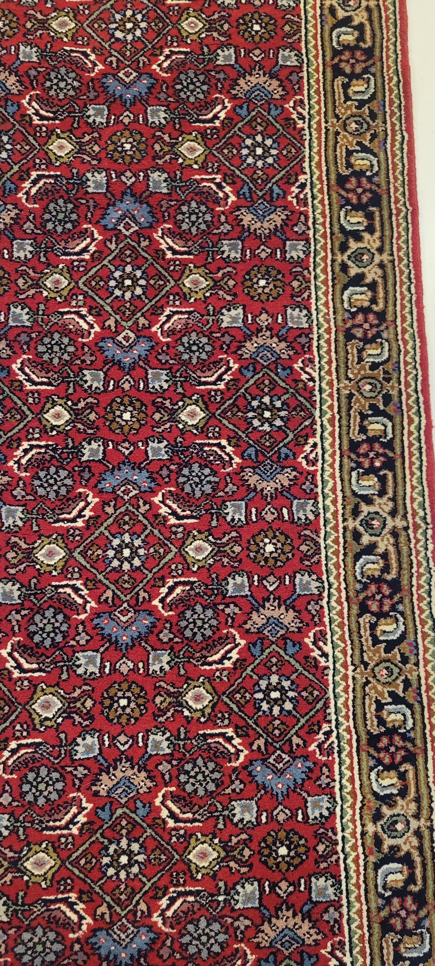 Elegant Hand-Knotted Indo-Persian Runner with Herati Pattern - 9.8 x 2.5 Feet