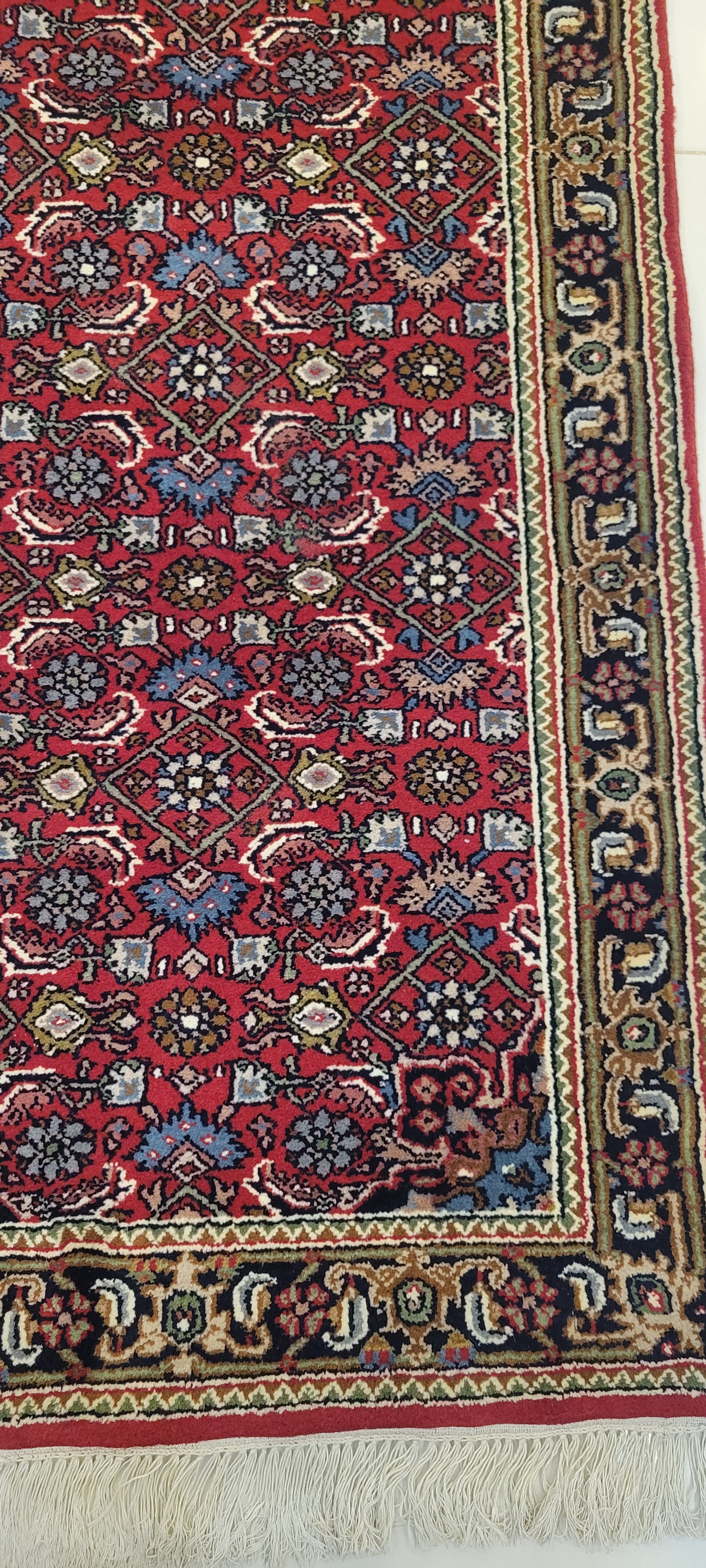 Elegant Hand-Knotted Indo-Persian Runner with Herati Pattern - 9.8 x 2.5 Feet