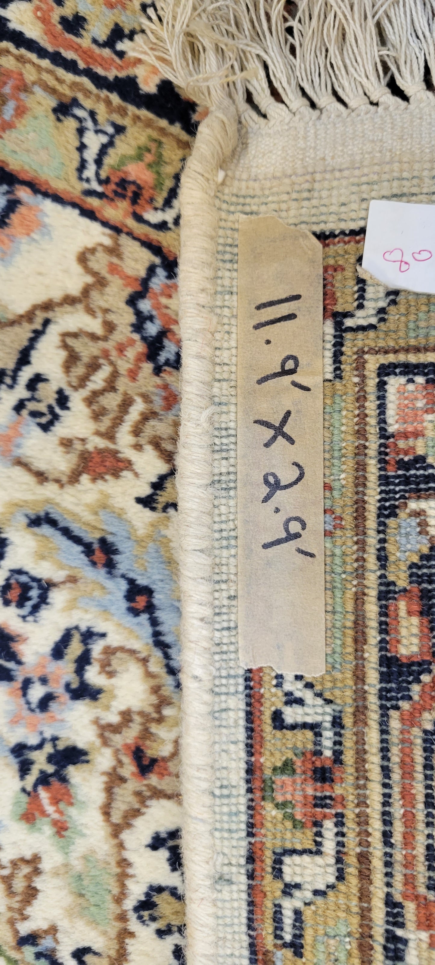 Serene Pathways: 12' x 2.7' Hand-Knotted Indo-Persian Runner with Delicate Floral All-Over Design