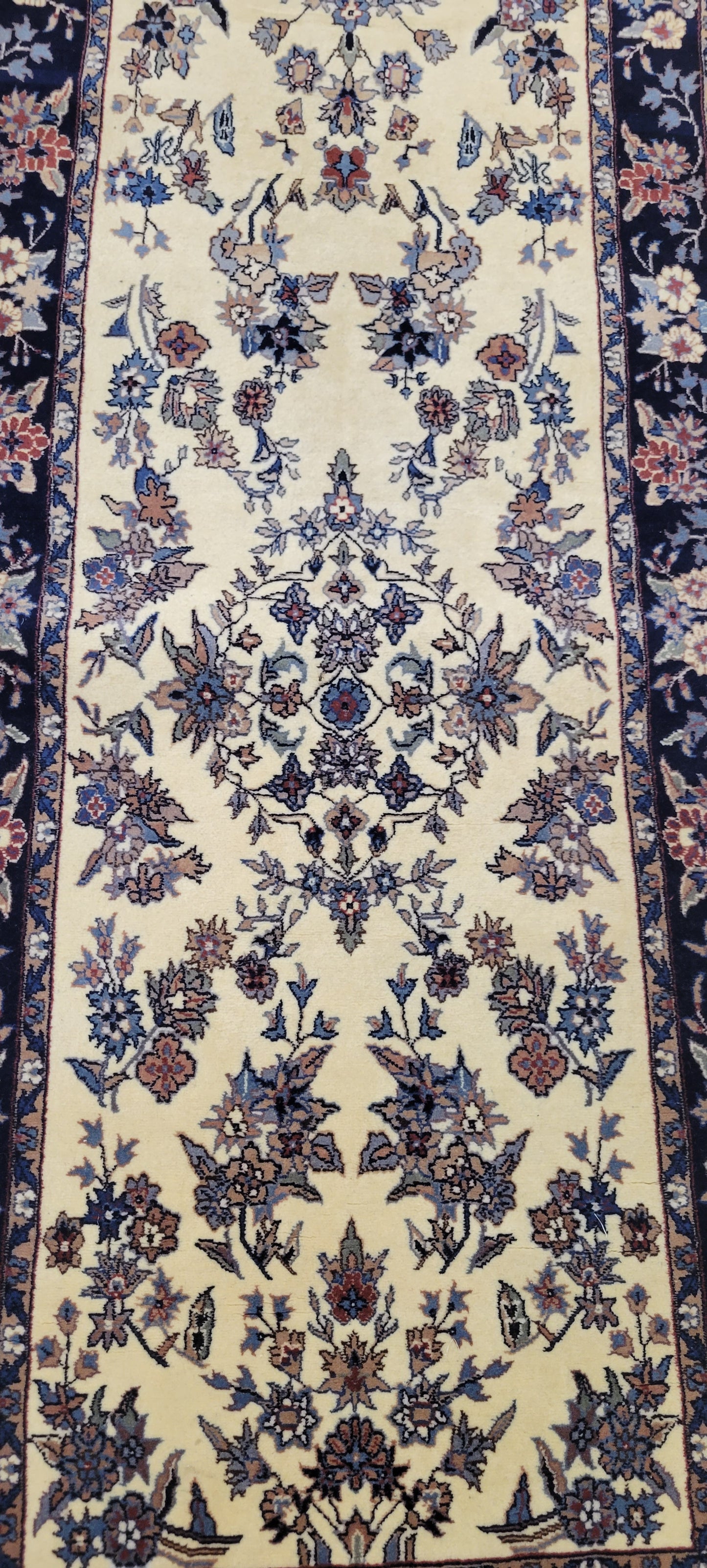 Exquisite Fine Quality Hand-Knotted Isfahan Runner Carpet - 12.2 x 2.5 Feet