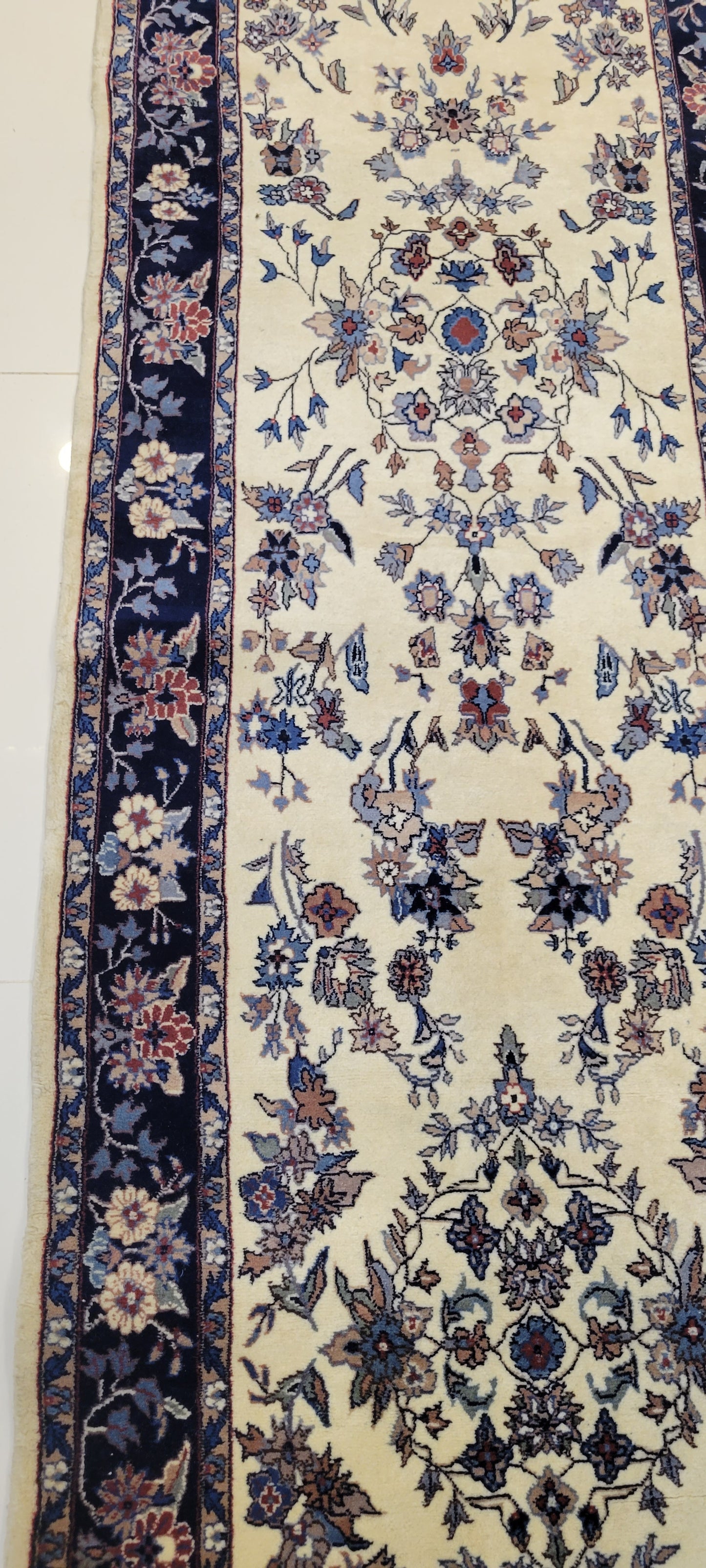 Exquisite Fine Quality Hand-Knotted Isfahan Runner Carpet - 12.2 x 2.5 Feet