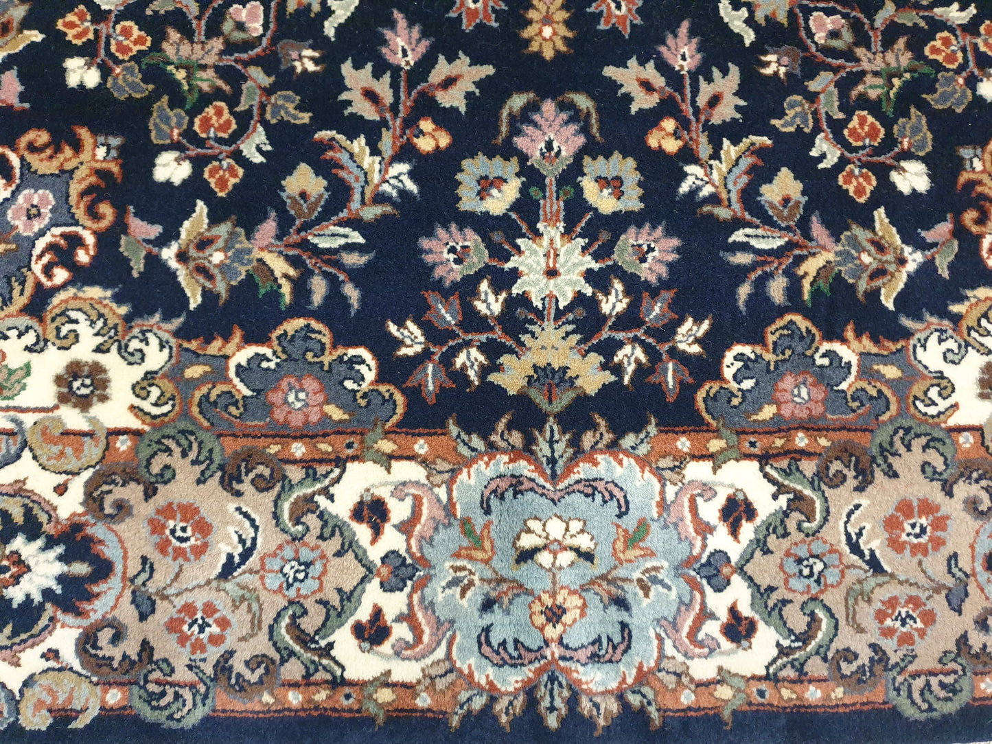 Exquisite Handmade Double Knotted Pakistani Carpet - 4 x 4 Feet Square (Navy Blue Medallion)