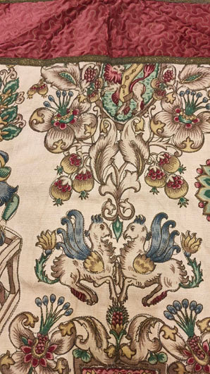 Grand French Medieval-Style Tapestry with Courtly Scenes - 34" x 50"
