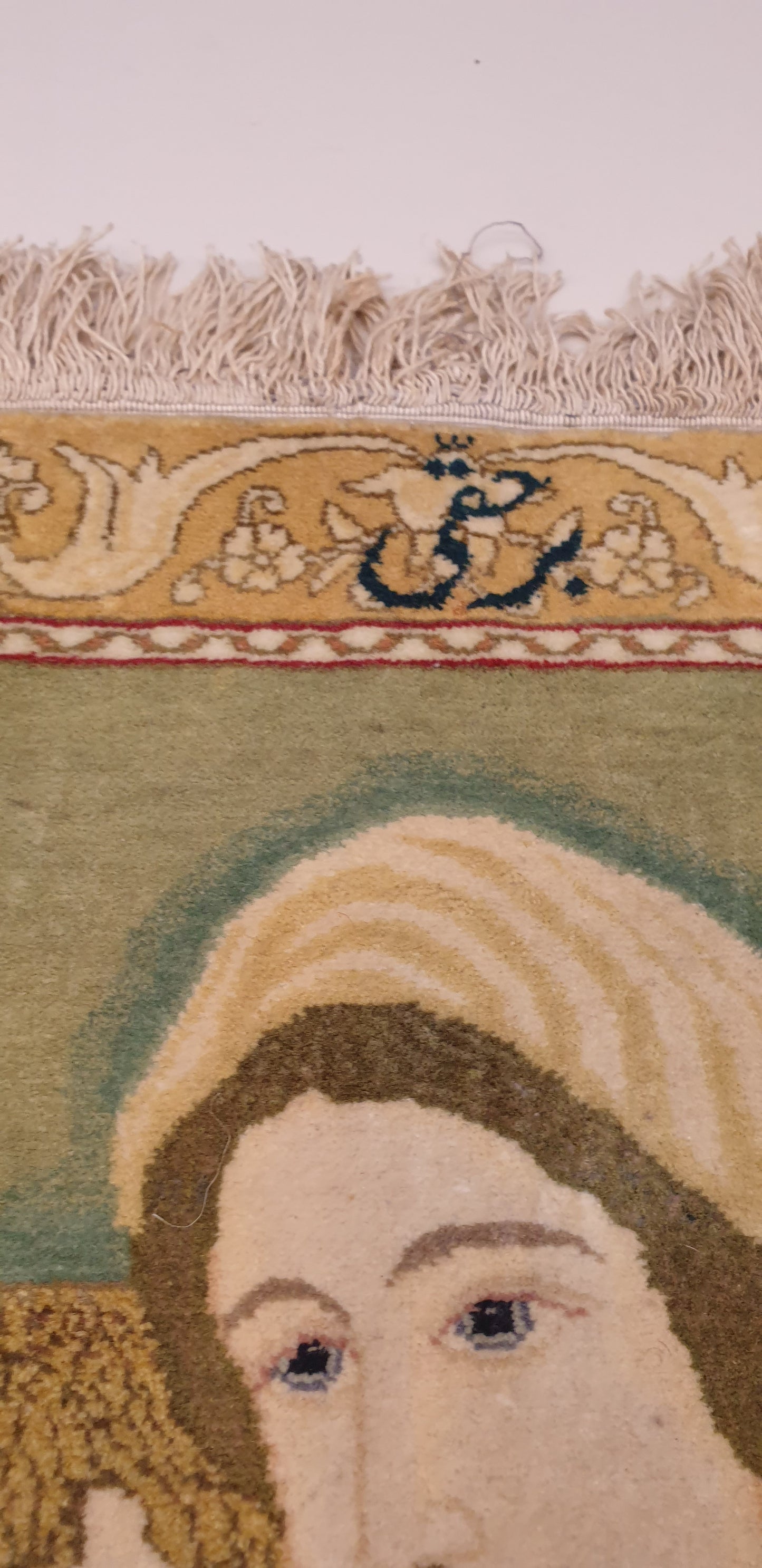 A Masterpiece: The Barhaqi Signed Tabriz Pictorial Rug (2'4" x 1'11") Madonna and Child