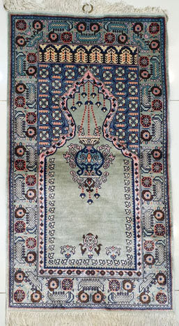 Exquisite Fine Quality Hand-Knotted Persian Silk Carpet - 3 x 2.1 Feet