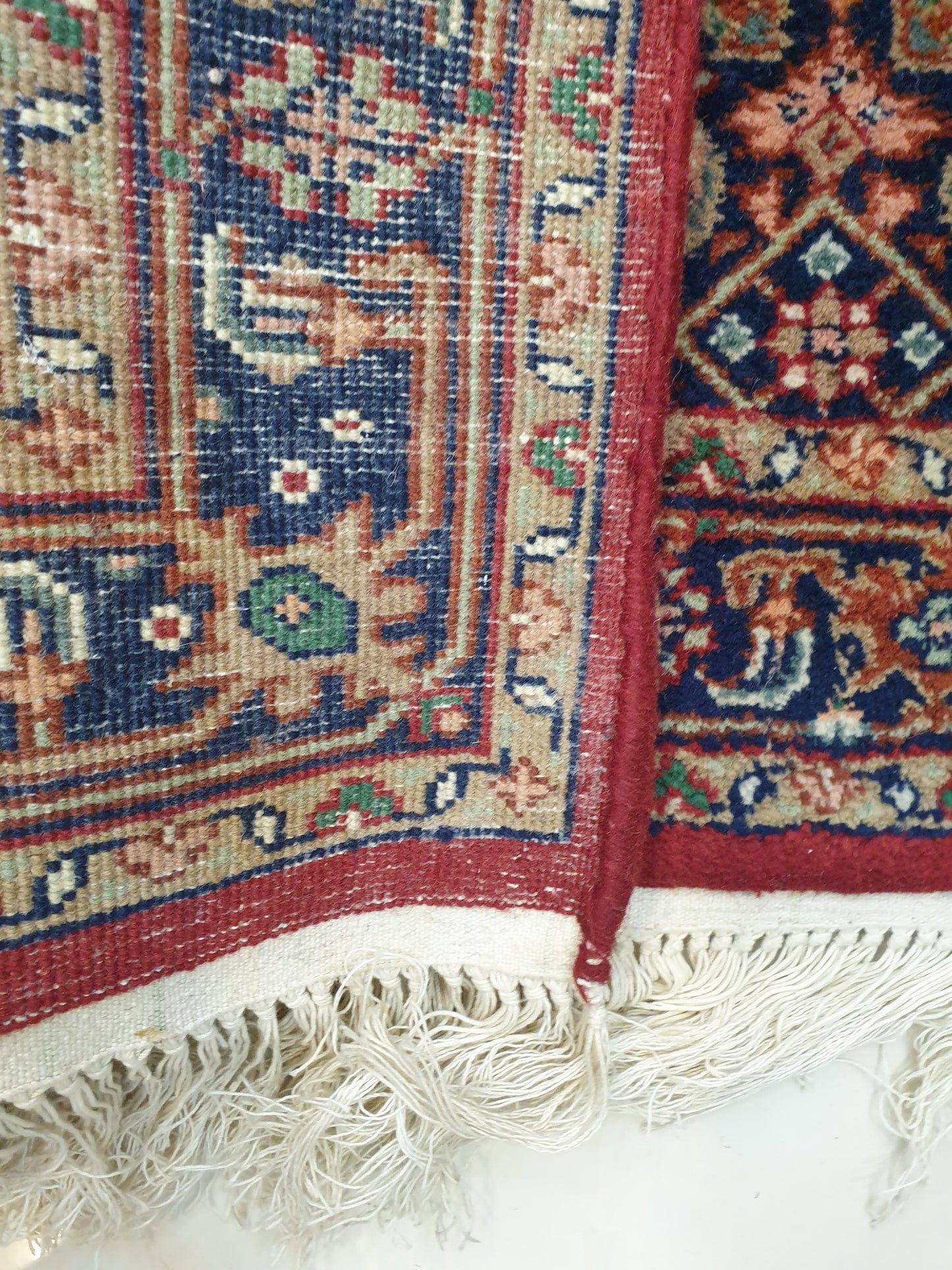 Compact Elegance: 7.10' x 2.5' Hand-Knotted Indo-Persian Runner with Geometric Medallions