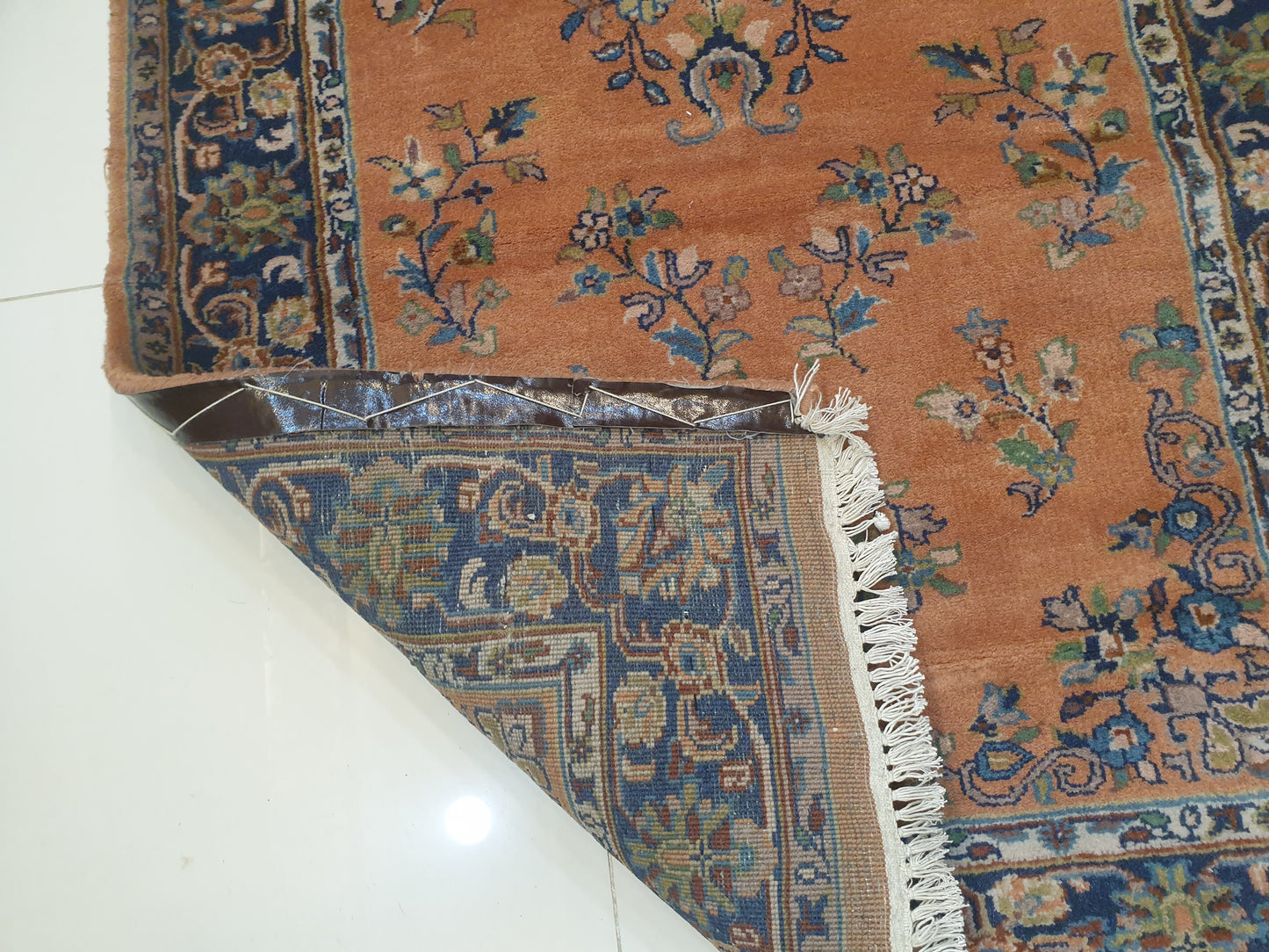 Elegant 8' x 3' Hand-Knotted Indo-Persian Runner - Rich Terracotta Field with Classic Floral Sprays
