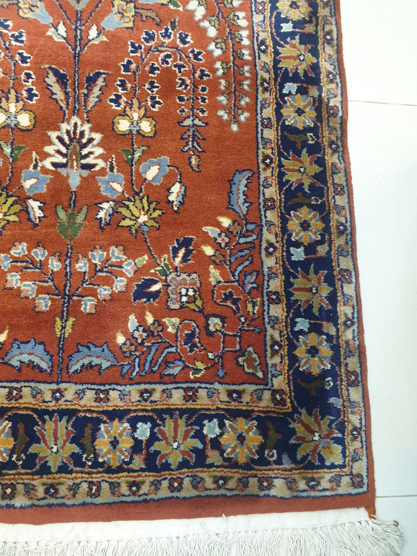 Elegant 12.3' x 2.8' Hand-Knotted Indo-Persian Sarouk Design Runner