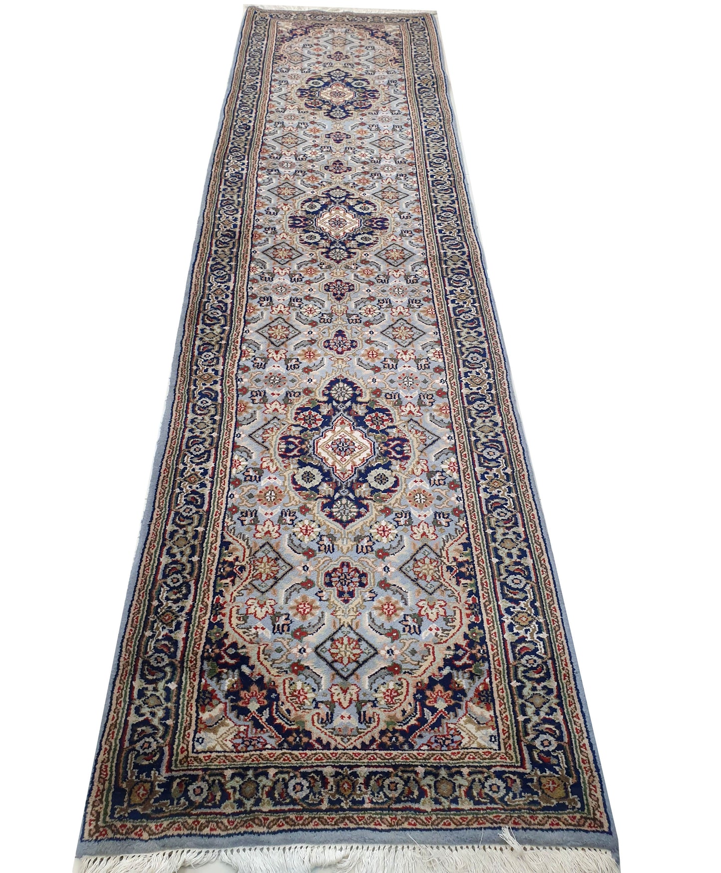 Exquisite 10' x 2'5" Indo-Persian Hand-Knotted Runner - A Touch of Timeless Elegance