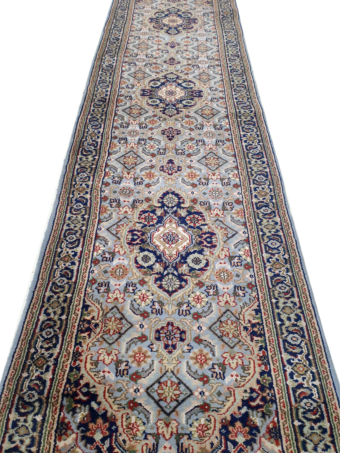 Exquisite 10' x 2'5" Indo-Persian Hand-Knotted Runner - A Touch of Timeless Elegance