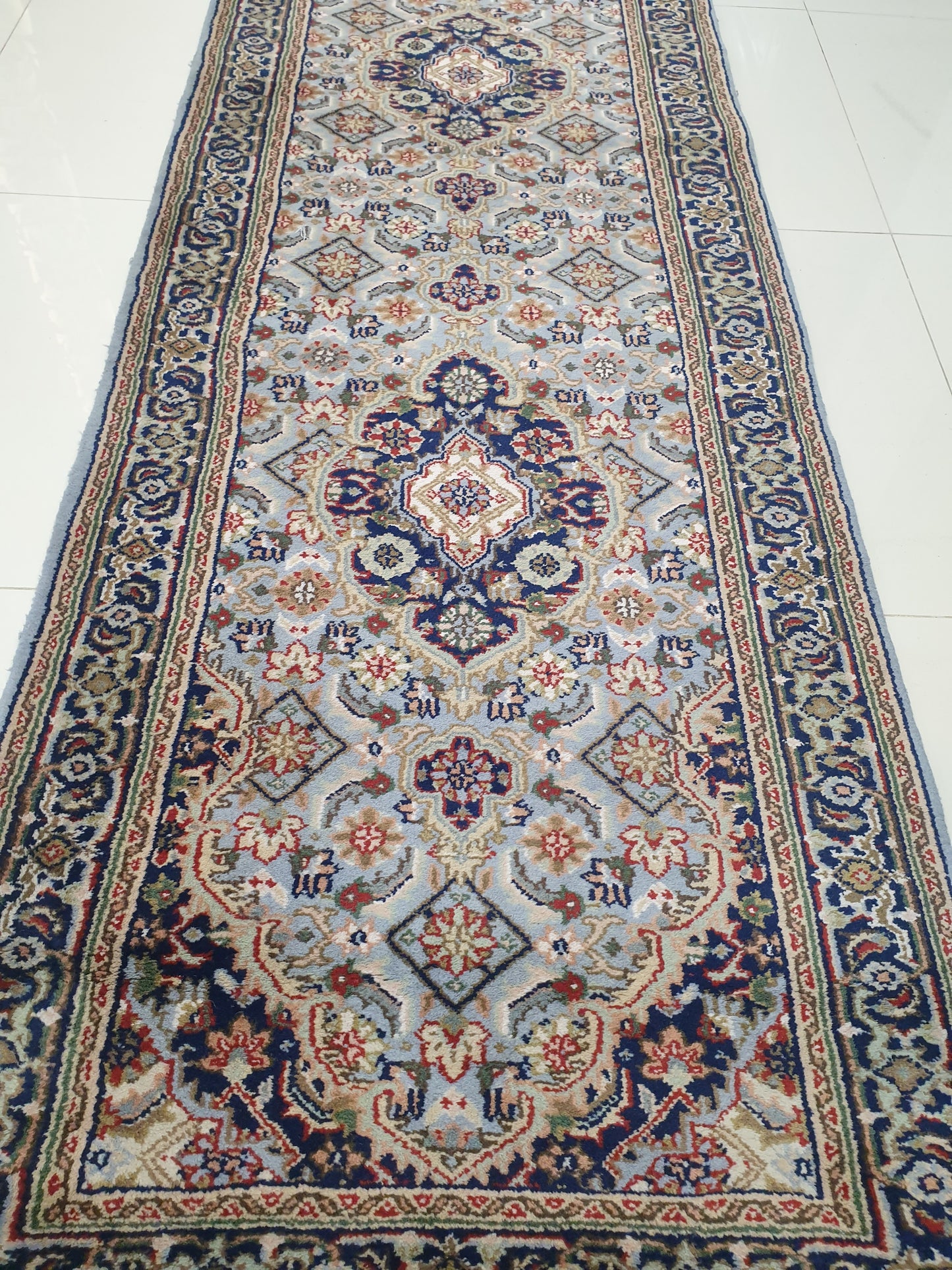 Exquisite 10' x 2'5" Indo-Persian Hand-Knotted Runner - A Touch of Timeless Elegance