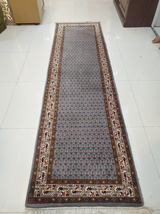 Elegant 8.9' x 2.4' Hand-Knotted Indo-Persian Sarouk Style Runner