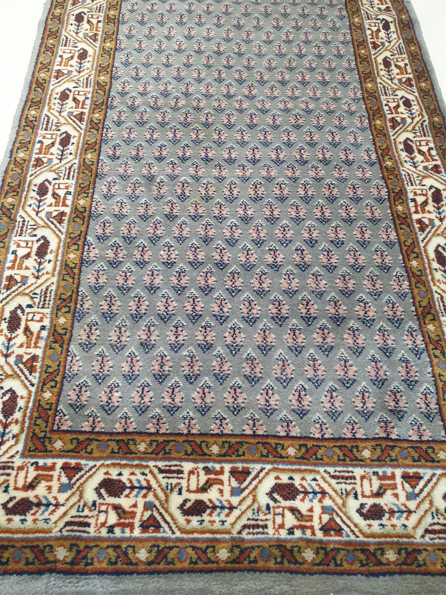 Elegant 8.9' x 2.4' Hand-Knotted Indo-Persian Sarouk Style Runner