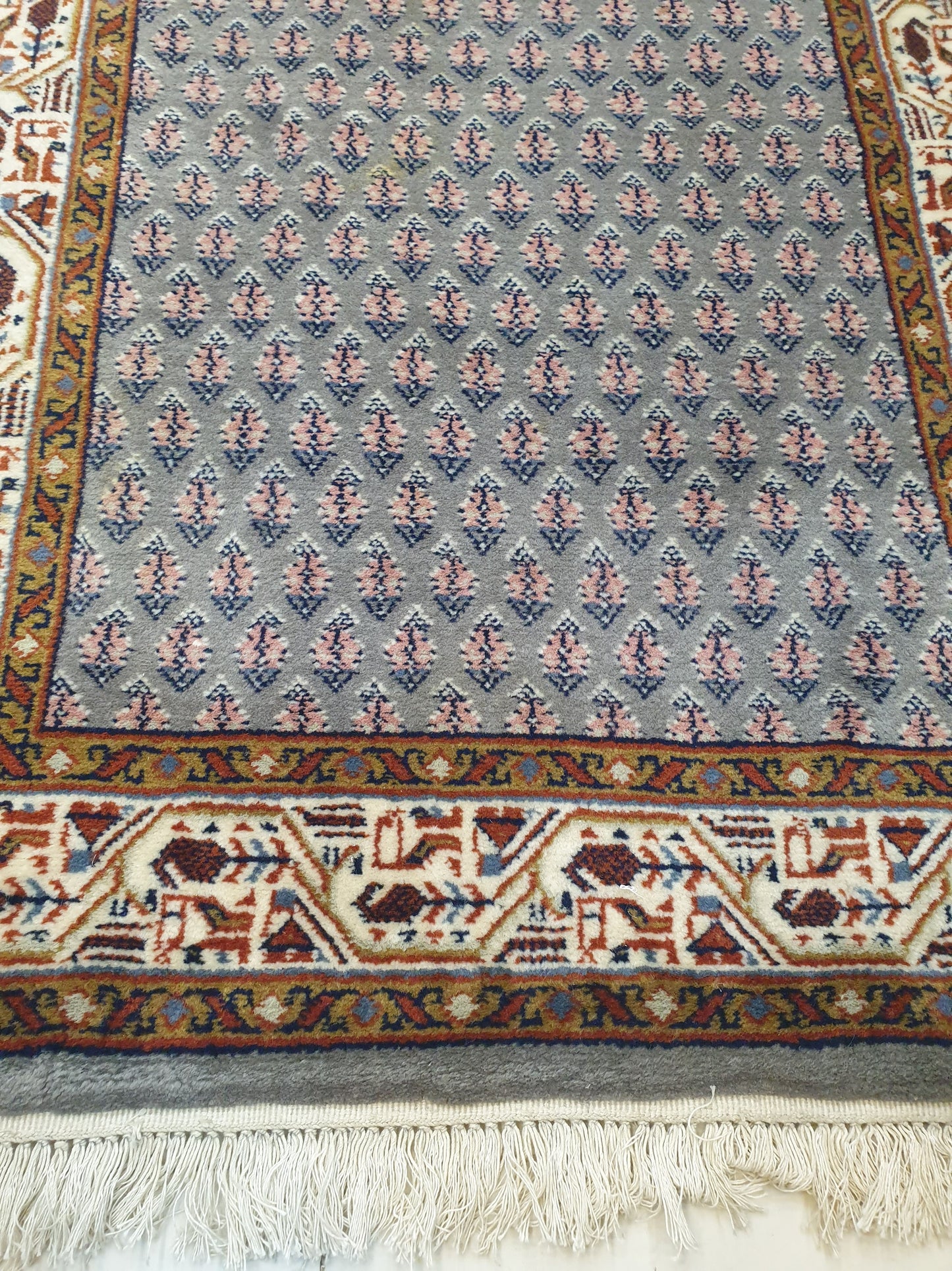 Elegant 8.9' x 2.4' Hand-Knotted Indo-Persian Sarouk Style Runner