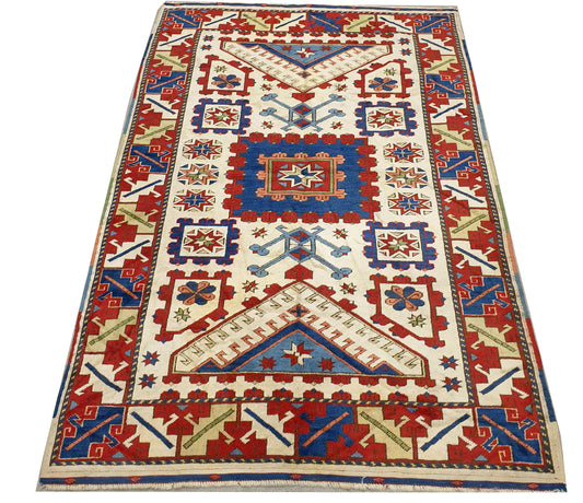 A Vibrant Tribal Turkish Kazak Masterpiece (5'10" x 4')