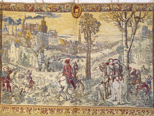 Historic French Medieval Countryside Tapestry - 29" x 43"