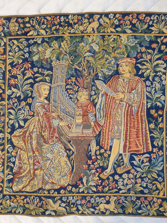 Exquisite Medieval/Renaissance Style Garden Tapestry - 23" x 23"