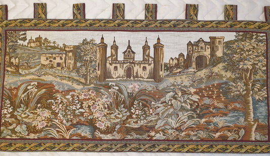 Charming European Castle &amp; Garden Tapestry - 60 x 28 Inches